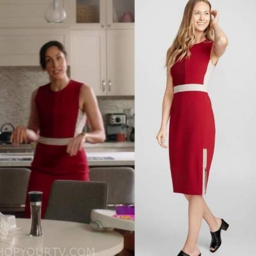 Judith & Charles Women's Professional Midi Cocktail Colorblock Red Dress Sz 0. - Picture 2 of 16